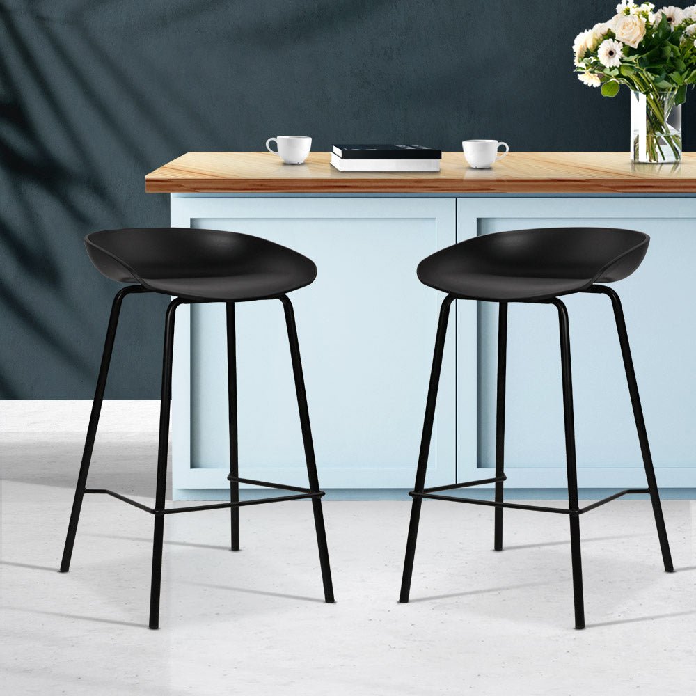 Set of 2 Metal Bar Stools - Black - Rivercity House & Home Co. (ABN 18 642 972 209) - Affordable Modern Furniture Australia