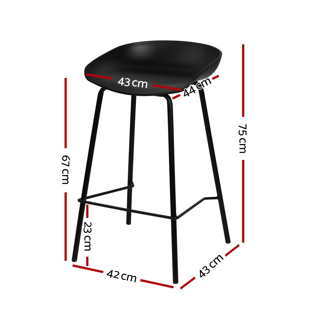 Set of 2 Metal Bar Stools - Black - Rivercity House & Home Co. (ABN 18 642 972 209) - Affordable Modern Furniture Australia