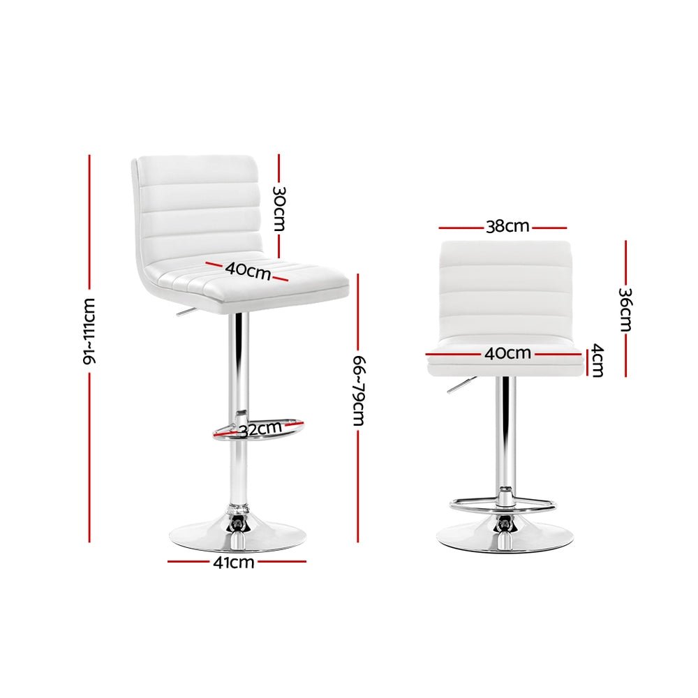 Set of 2 PU Leather Bar Stools Padded Line Style - White - Rivercity House & Home Co. (ABN 18 642 972 209) - Affordable Modern Furniture Australia