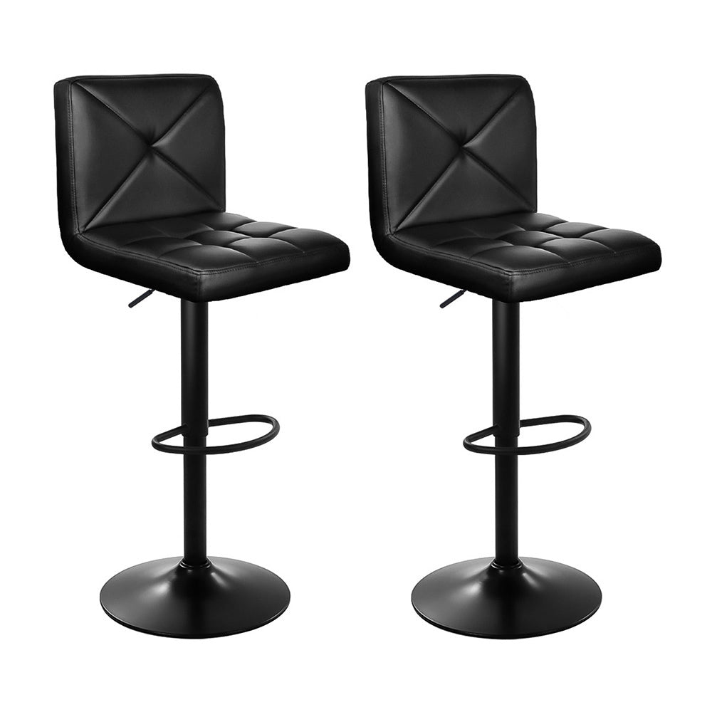 Set of 2 PU Leather Gas Lift Bar Stools - Black - Rivercity House & Home Co. (ABN 18 642 972 209) - Affordable Modern Furniture Australia