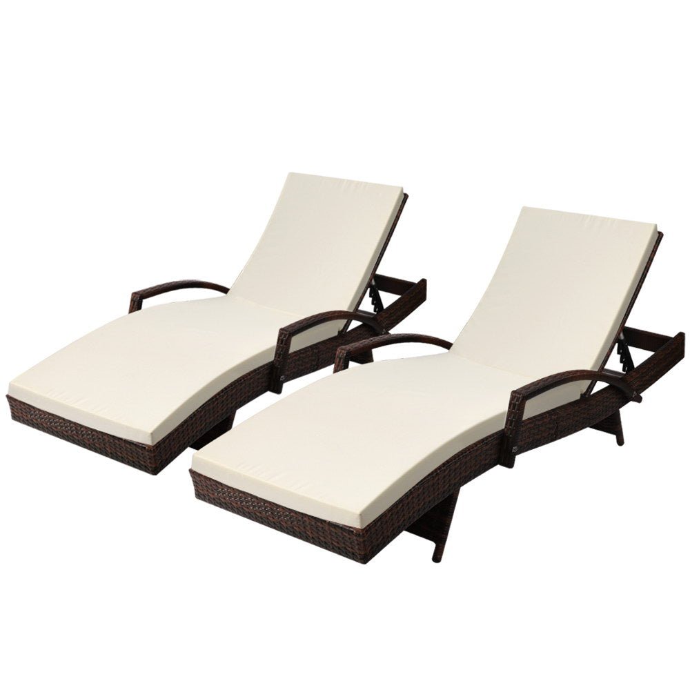 Set of 2 Sun Lounge Outdoor Furniture Day Beds - Rivercity House & Home Co. (ABN 18 642 972 209) - Affordable Modern Furniture Australia