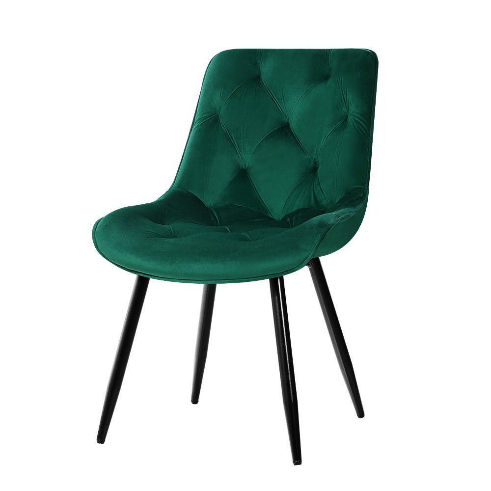 Set of 2 Velvet Starlyn Dining Chairs - Green - Furniture > Living Room - Rivercity House & Home Co. (ABN 18 642 972 209) - Affordable Modern Furniture Australia
