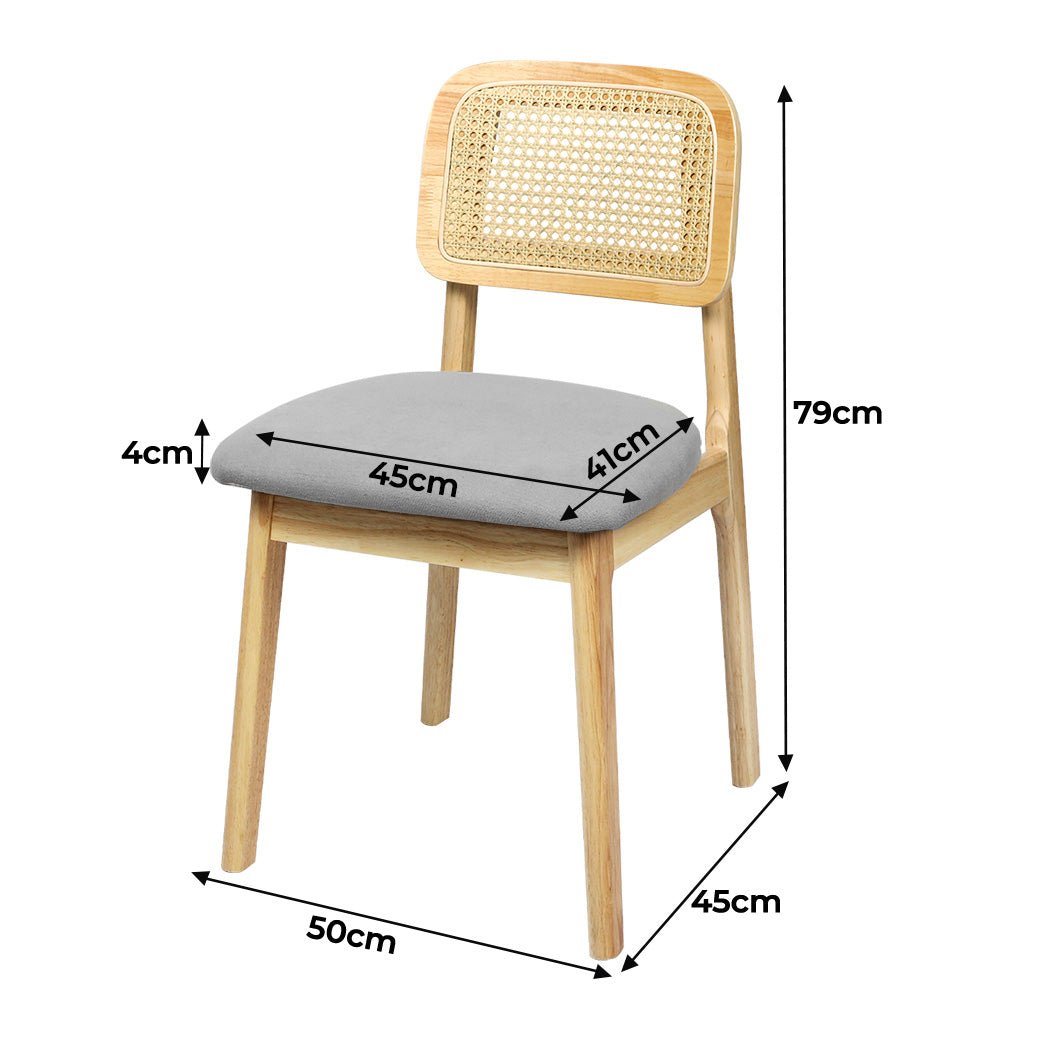 Set of 4 Armless Wood Rattan Dining Chairs - Natural - Rivercity House & Home Co. (ABN 18 642 972 209) - Affordable Modern Furniture Australia