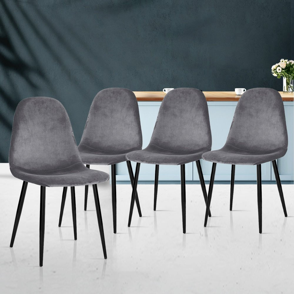 Set of 4 Dining Chairs Dark Grey - Rivercity House & Home Co. (ABN 18 642 972 209) - Affordable Modern Furniture Australia