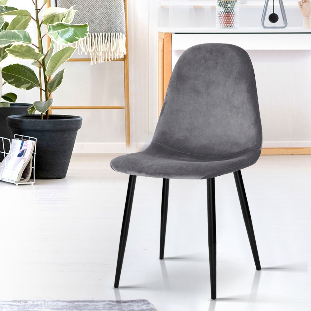 Set of 4 Dining Chairs Dark Grey - Rivercity House & Home Co. (ABN 18 642 972 209) - Affordable Modern Furniture Australia