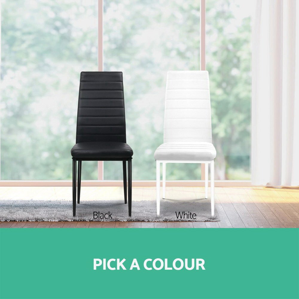 Set of 4 Dining Chairs PVC Leather - Black - Rivercity House & Home Co. (ABN 18 642 972 209) - Affordable Modern Furniture Australia