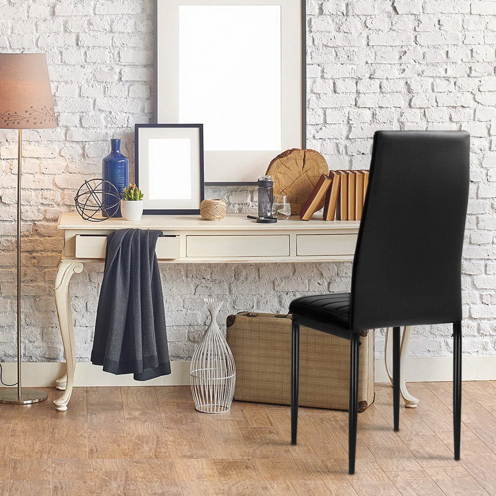 Set of 4 Dining Chairs PVC Leather - Black - Rivercity House & Home Co. (ABN 18 642 972 209) - Affordable Modern Furniture Australia