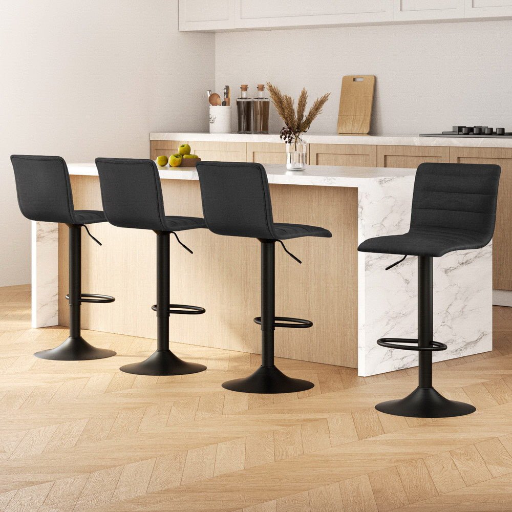 Set of 4 Modern Style Bar Stools - Black - Rivercity House & Home Co. (ABN 18 642 972 209) - Affordable Modern Furniture Australia