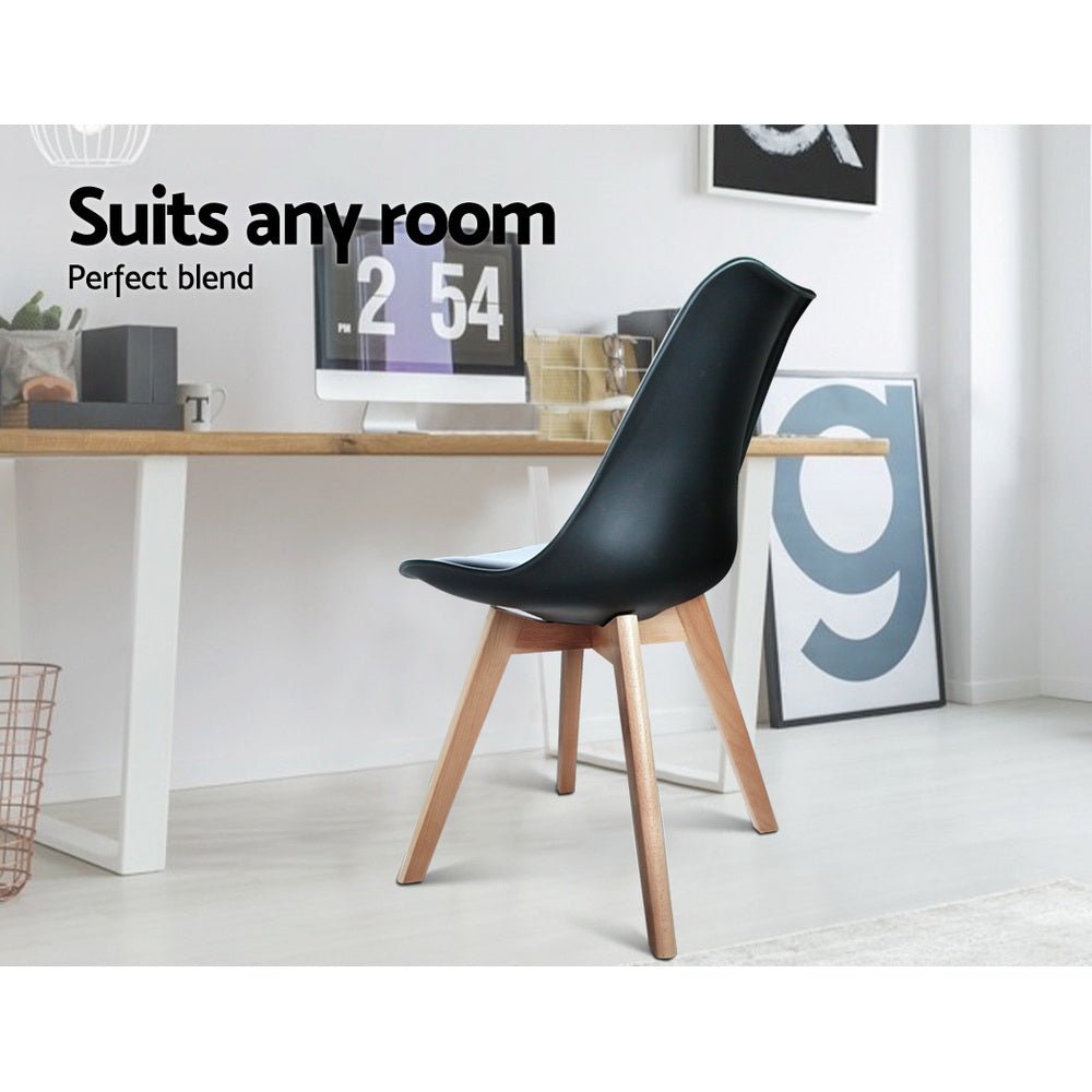 Set of 4 Padded Dining Chairs - Black - Furniture - Rivercity House & Home Co. (ABN 18 642 972 209) - Affordable Modern Furniture Australia