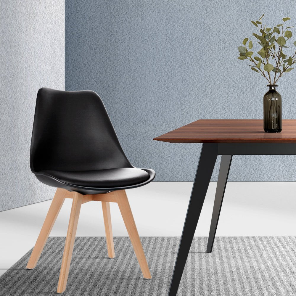 Set of 4 Padded Dining Chairs - Black - Furniture - Rivercity House & Home Co. (ABN 18 642 972 209) - Affordable Modern Furniture Australia