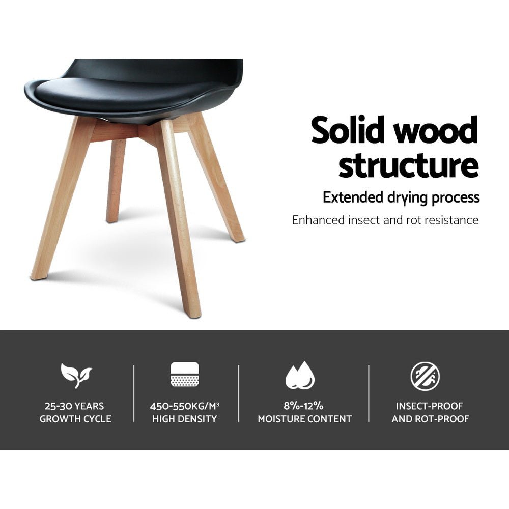Set of 4 Padded Dining Chairs - Black - Furniture - Rivercity House & Home Co. (ABN 18 642 972 209) - Affordable Modern Furniture Australia