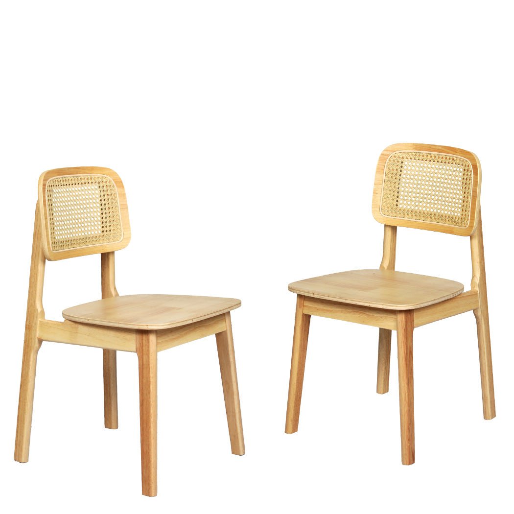 Set of 4 Rattan Dining Chairs with Wooden Frame - Natural - Rivercity House & Home Co. (ABN 18 642 972 209) - Affordable Modern Furniture Australia