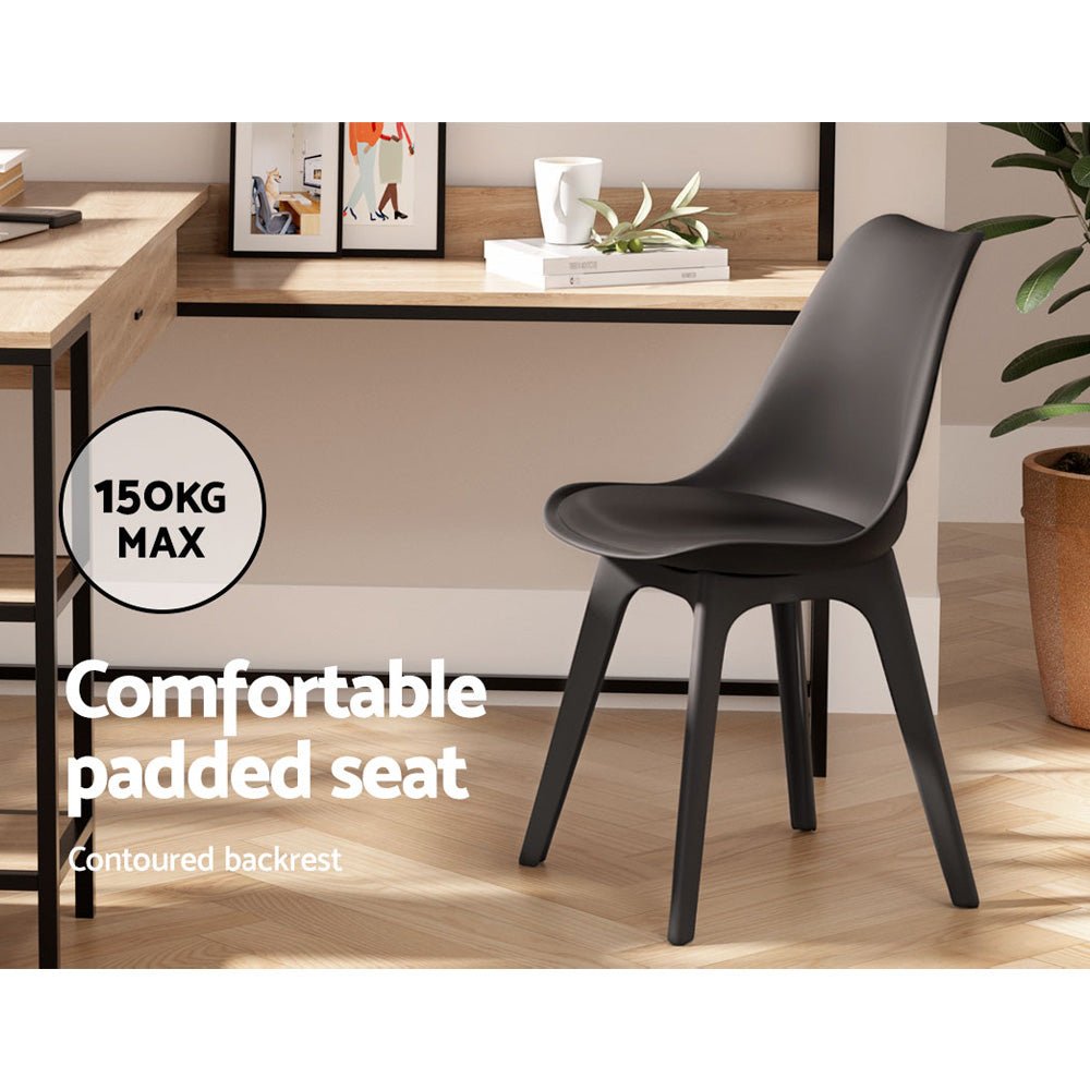 Set of 4 Retro Padded Dining Chair - Black - Rivercity House & Home Co. (ABN 18 642 972 209) - Affordable Modern Furniture Australia