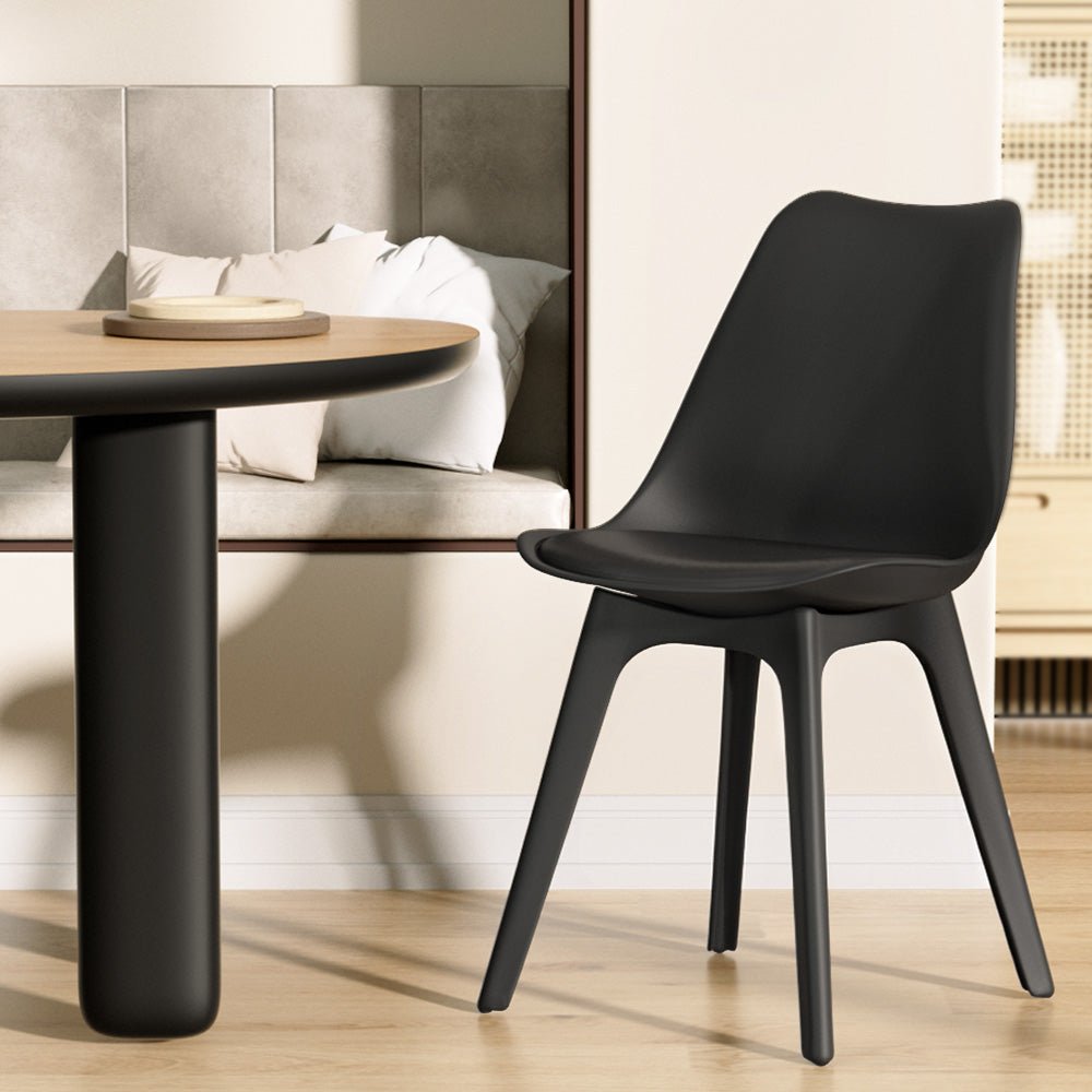 Set of 4 Retro Padded Dining Chair - Black - Rivercity House & Home Co. (ABN 18 642 972 209) - Affordable Modern Furniture Australia