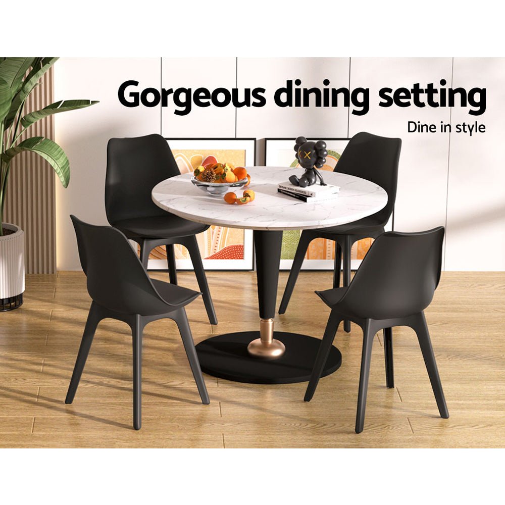 Set of 4 Retro Padded Dining Chair - Black - Rivercity House & Home Co. (ABN 18 642 972 209) - Affordable Modern Furniture Australia