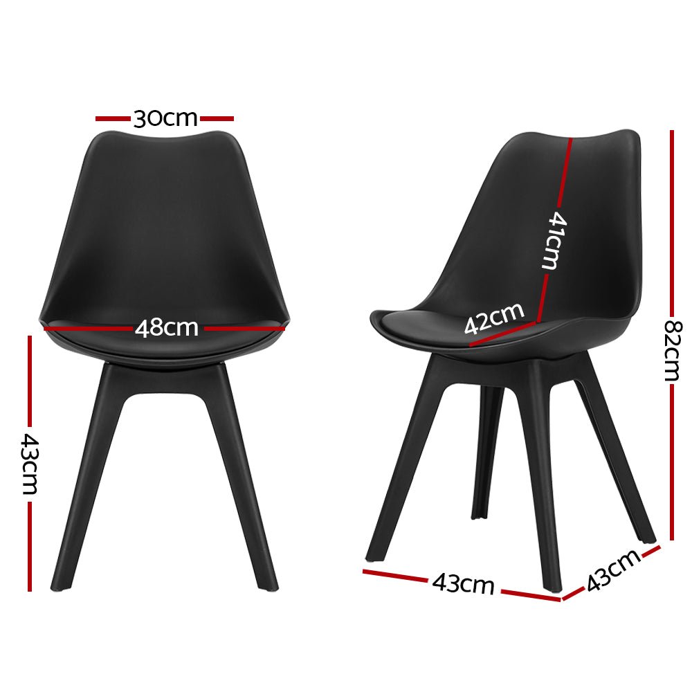 Set of 4 Retro Padded Dining Chair - Black - Rivercity House & Home Co. (ABN 18 642 972 209) - Affordable Modern Furniture Australia
