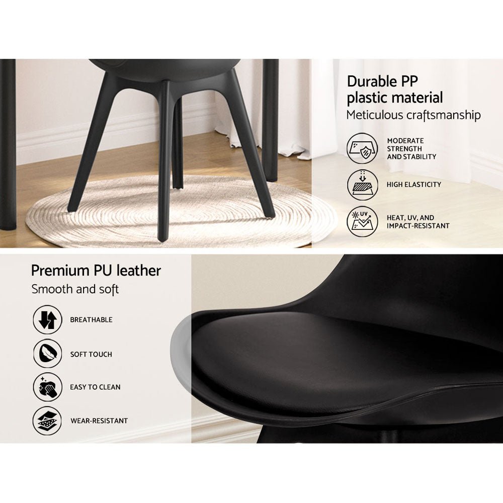 Set of 4 Retro Padded Dining Chair - Black - Rivercity House & Home Co. (ABN 18 642 972 209) - Affordable Modern Furniture Australia