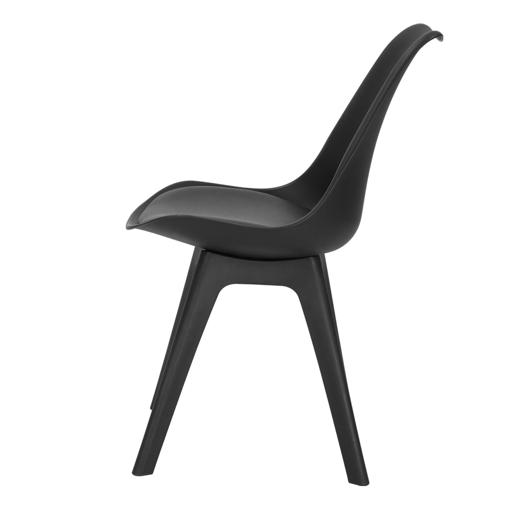 Set of 4 Retro Padded Dining Chair - Black - Rivercity House & Home Co. (ABN 18 642 972 209) - Affordable Modern Furniture Australia