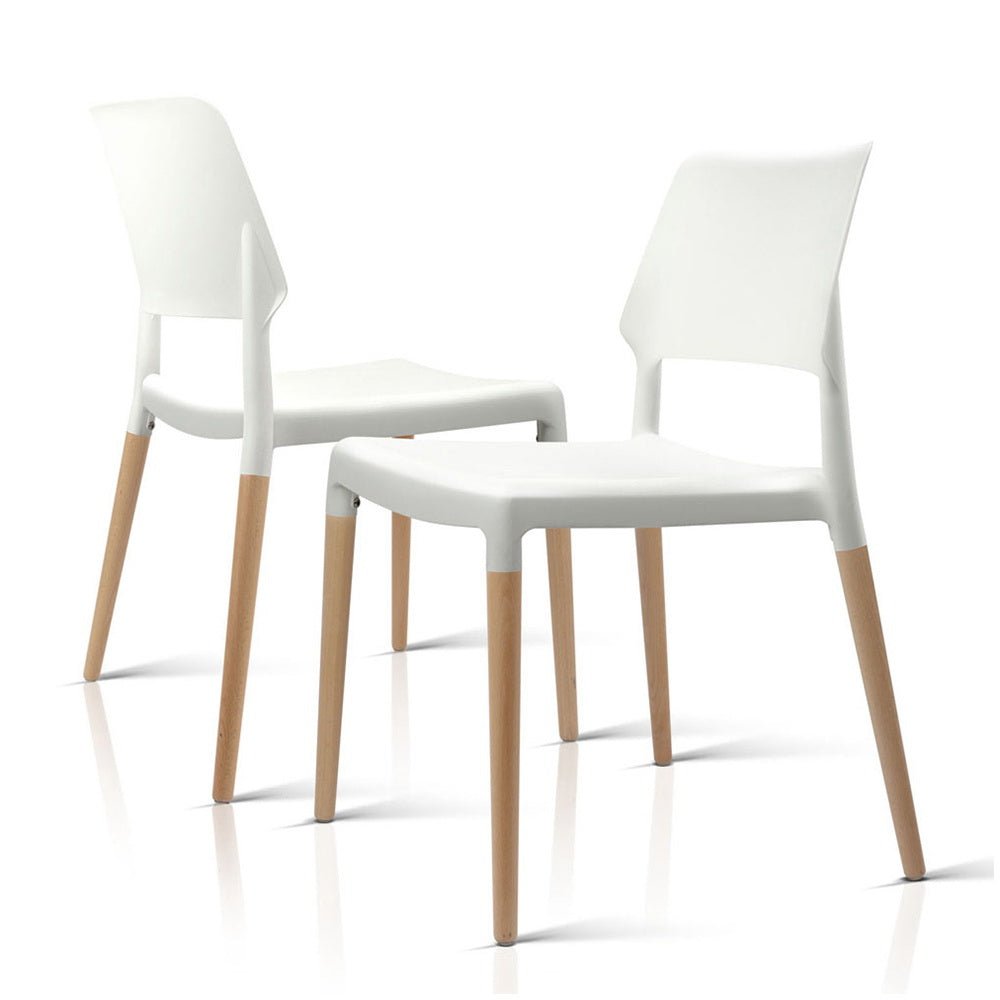 Set of 4 Wooden Stackable Dining Chairs - White - Furniture - Rivercity House & Home Co. (ABN 18 642 972 209) - Affordable Modern Furniture Australia