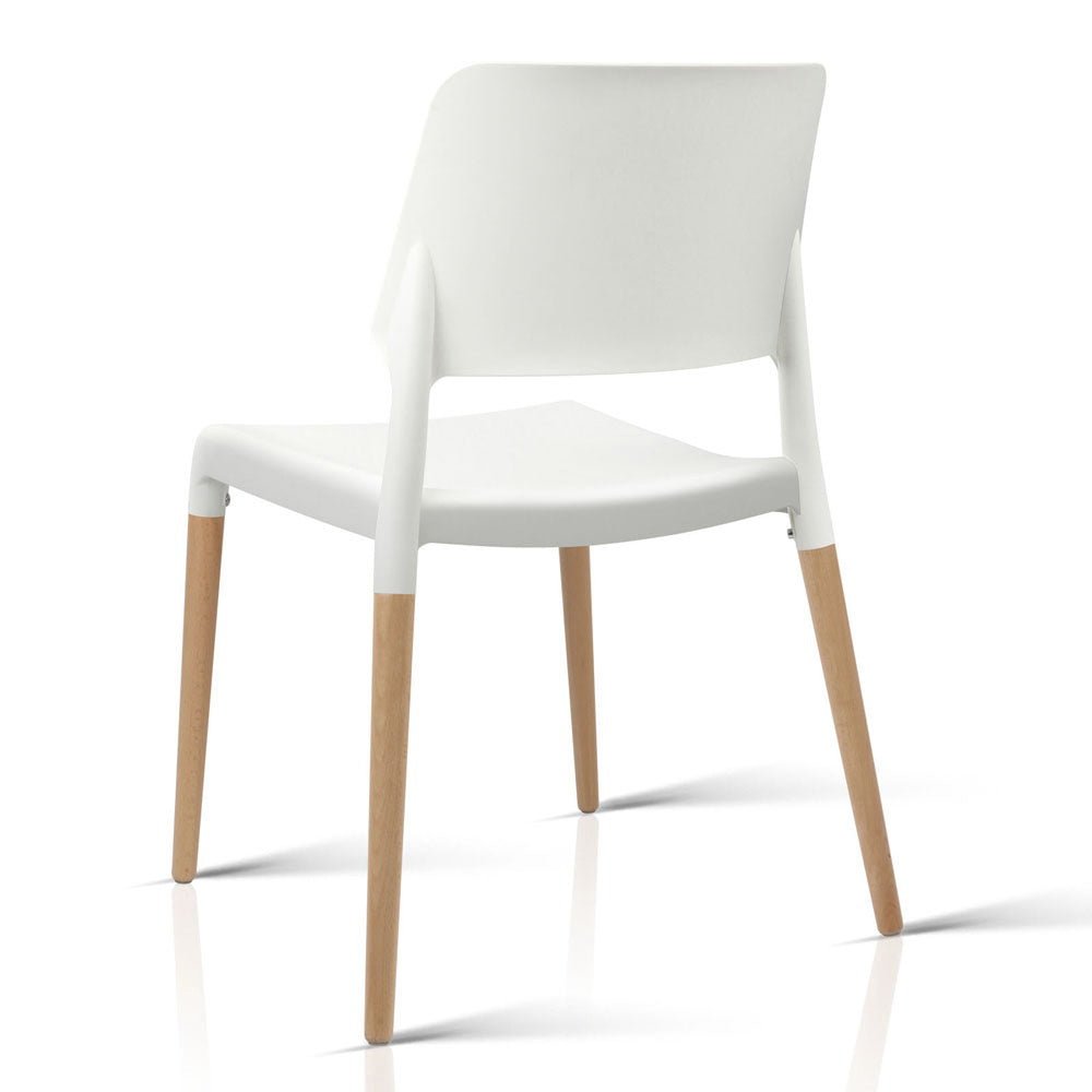 Set of 4 Wooden Stackable Dining Chairs - White - Furniture - Rivercity House & Home Co. (ABN 18 642 972 209) - Affordable Modern Furniture Australia
