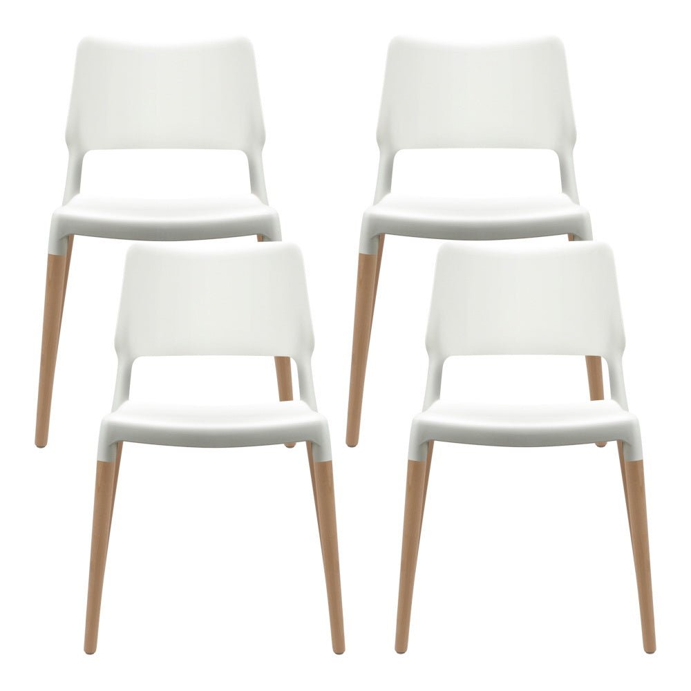 Set of 4 Wooden Stackable Dining Chairs - White - Furniture - Rivercity House & Home Co. (ABN 18 642 972 209) - Affordable Modern Furniture Australia