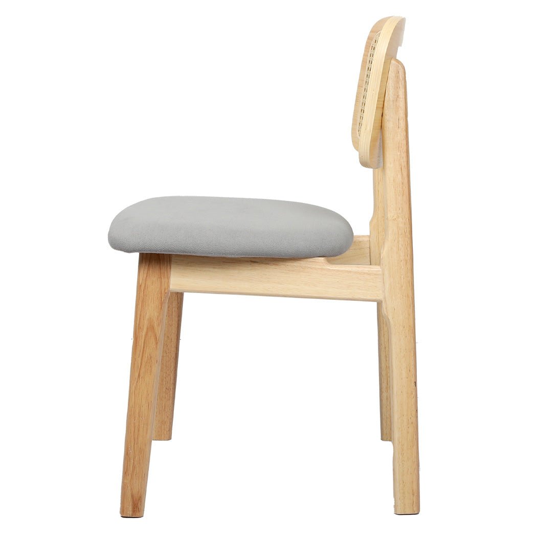 Set of 6 Armless Wood Rattan Dining Chairs - Natural - Rivercity House & Home Co. (ABN 18 642 972 209) - Affordable Modern Furniture Australia