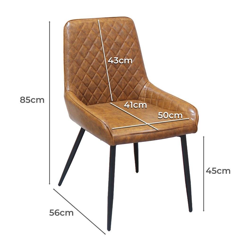 Set of 8 Dining Chairs with Padded PU Leather Seats - Brown - Rivercity House & Home Co. (ABN 18 642 972 209) - Affordable Modern Furniture Australia
