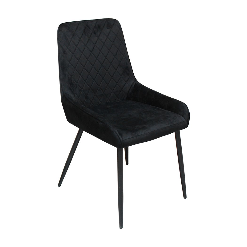 Set of 8 Padded Velvet Dining Chairs with Steel Legs - Black - Rivercity House & Home Co. (ABN 18 642 972 209) - Affordable Modern Furniture Australia