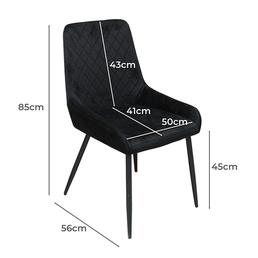 Set of 8 Padded Velvet Dining Chairs with Steel Legs - Black - Rivercity House & Home Co. (ABN 18 642 972 209) - Affordable Modern Furniture Australia