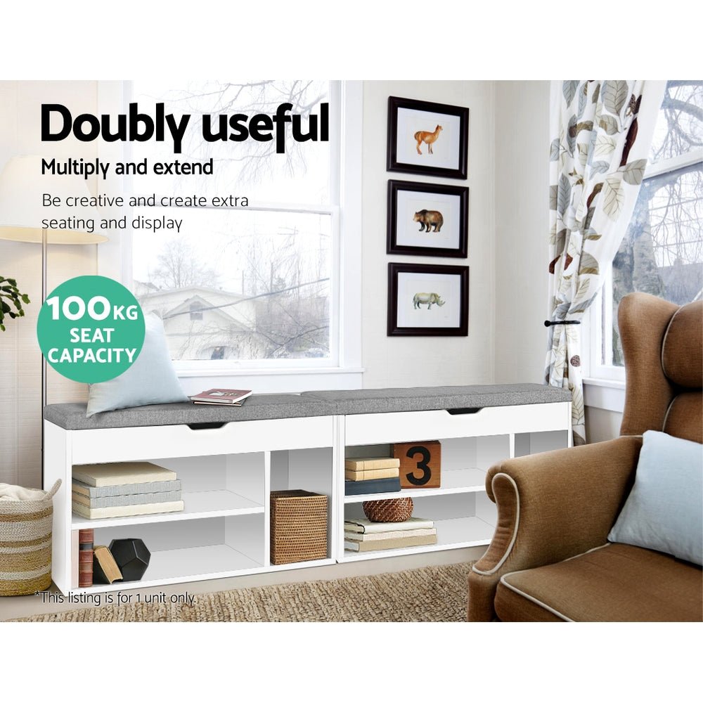 Shoe Cabinet Bench Organiser White - Rivercity House & Home Co. (ABN 18 642 972 209) - Affordable Modern Furniture Australia