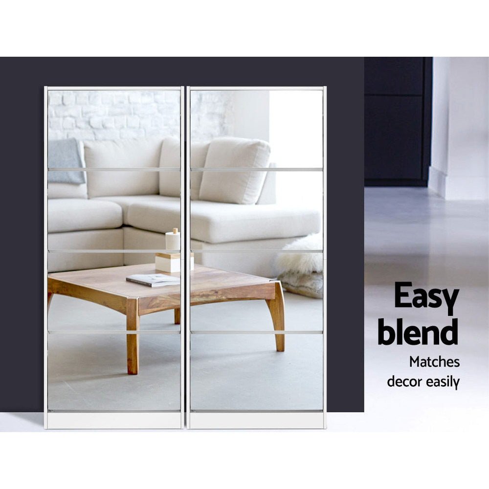 Shoe Cabinet Mirror Shoes Storage Rack Organiser 60 Pairs Cupboard Shelf - Rivercity House & Home Co. (ABN 18 642 972 209) - Affordable Modern Furniture Australia