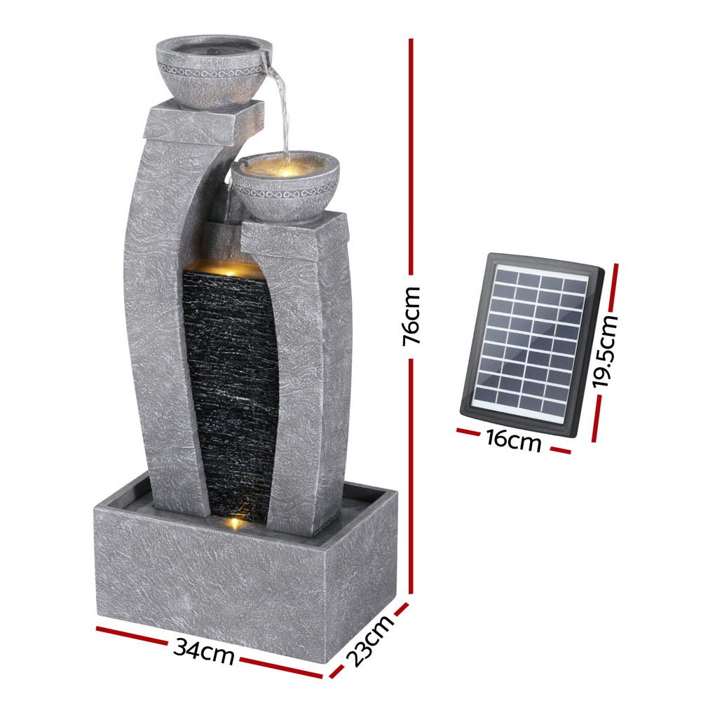 Solar Fountain Water Feature Outdoor Fountain Indoor 3 - Tier Cascading Grey - Home & Garden > Fountains > Fountain & Ponds Accessories - Rivercity House & Home Co. (ABN 18 642 972 209) - Affordable Modern Furniture Australia
