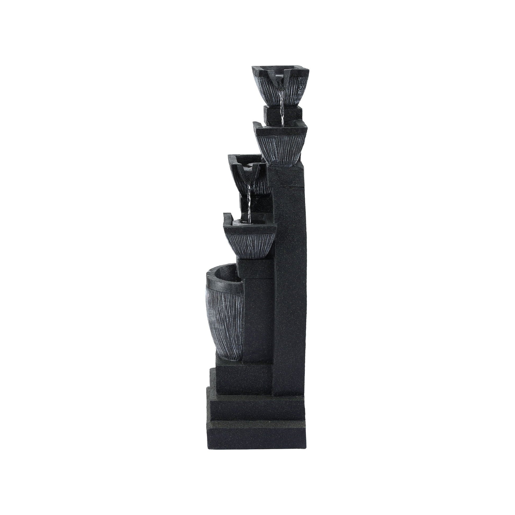 Solar Fountain Water Feature Outdoor Fountain Indoor 5 - Tier Bowl Cascading Grey - Home & Garden > Fountains > Fountains & Ponds - Rivercity House & Home Co. (ABN 18 642 972 209) - Affordable Modern Furniture Australia