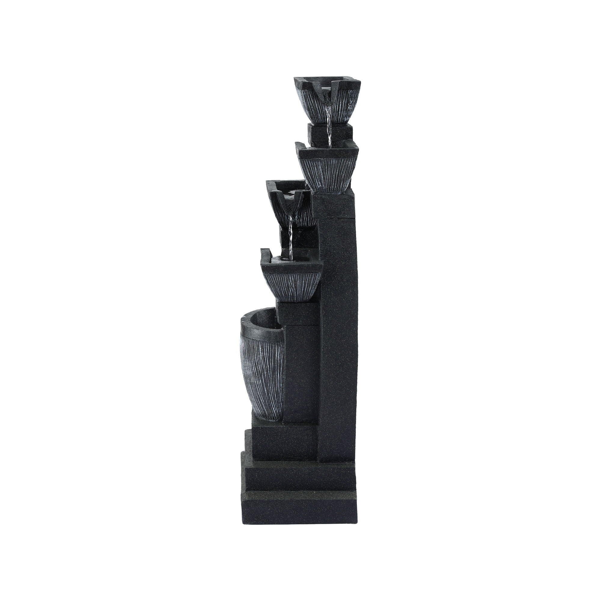 Solar Fountain Water Feature Outdoor Fountain Indoor 5 - Tier Bowl Cascading Grey - Home & Garden > Fountains > Fountains & Ponds - Rivercity House & Home Co. (ABN 18 642 972 209) - Affordable Modern Furniture Australia
