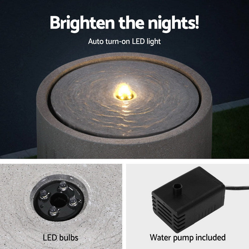 Solar Fountain Water Feature Outdoor Fountain LED Lights Beige - Home & Garden > Fountains > Fountain & Ponds Accessories - Rivercity House & Home Co. (ABN 18 642 972 209) - Affordable Modern Furniture Australia