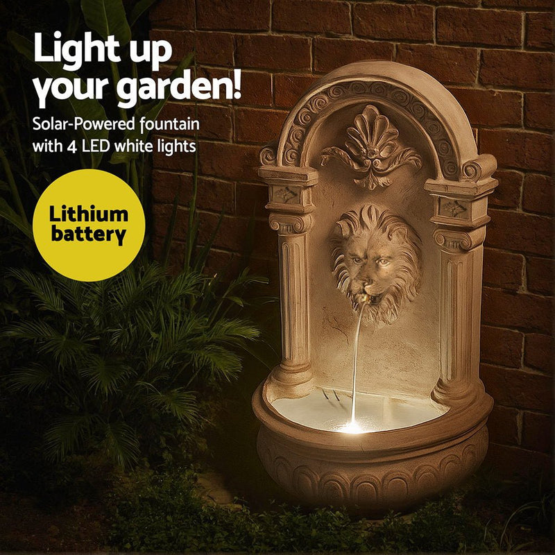 Solar Fountain Water Feature Wall Mount Garden Fountains 77CM Beige - Home & Garden > Fountains > Fountains & Ponds - Rivercity House & Home Co. (ABN 18 642 972 209) - Affordable Modern Furniture Australia