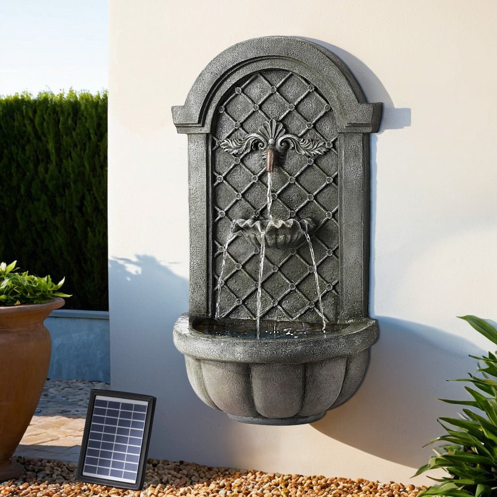Solar Fountain Water Feature Wall Mount Garden Fountains 80CM Grey - Home & Garden > Fountains - Rivercity House & Home Co. (ABN 18 642 972 209) - Affordable Modern Furniture Australia