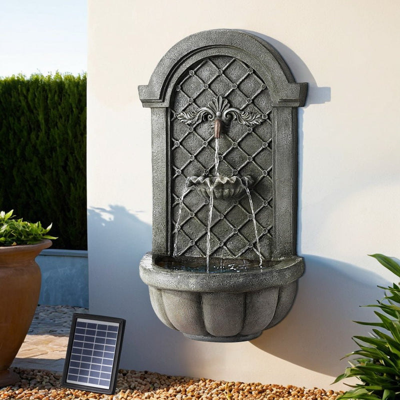 Solar Fountain Water Feature Wall Mount Garden Fountains 80CM Grey - Home & Garden > Fountains - Rivercity House & Home Co. (ABN 18 642 972 209) - Affordable Modern Furniture Australia