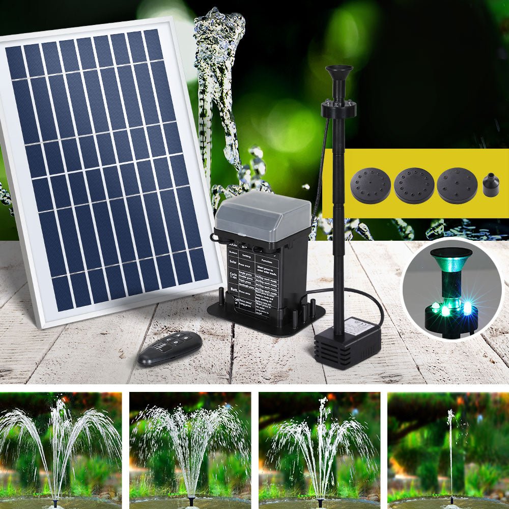 Solar Pond Pump Submersible Fountain with Battery Kit LED Lights 5.2FT - Home & Garden > Fountains > Fountain & Ponds Accessories - Rivercity House & Home Co. (ABN 18 642 972 209) - Affordable Modern Furniture Australia