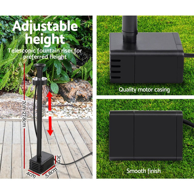 Solar Pond Pump Submersible Water Fountain with Battery Kit LED Lights 4.3FT - Home & Garden > Fountains > Fountain & Ponds Accessories - Rivercity House & Home Co. (ABN 18 642 972 209) - Affordable Modern Furniture Australia