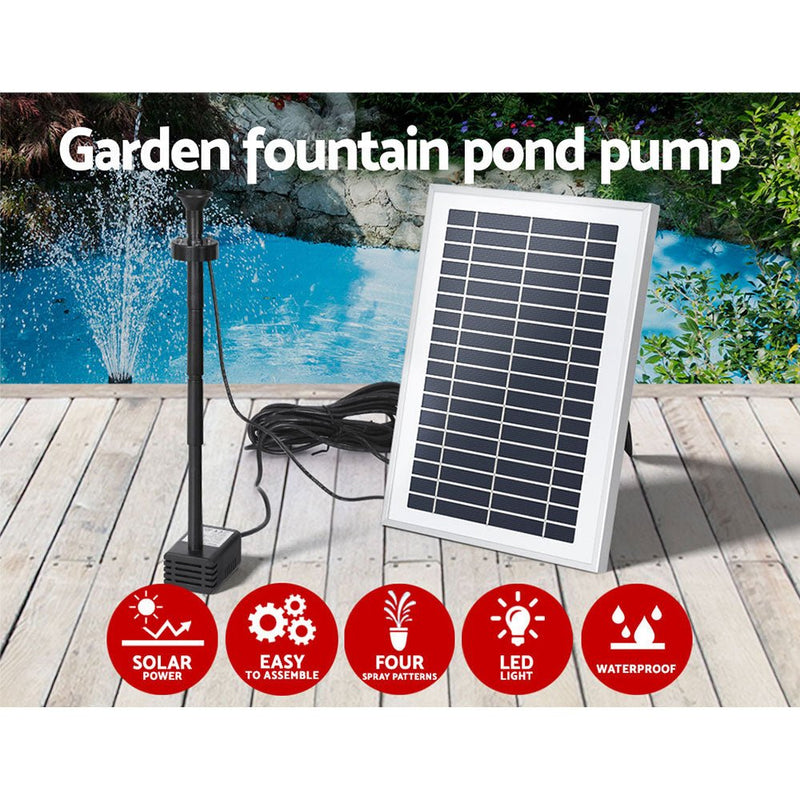 Solar Pond Pump Submersible Water Fountain with Battery LED Lights 4.4FT - Home & Garden > Fountains > Fountain & Ponds Accessories - Rivercity House & Home Co. (ABN 18 642 972 209) - Affordable Modern Furniture Australia