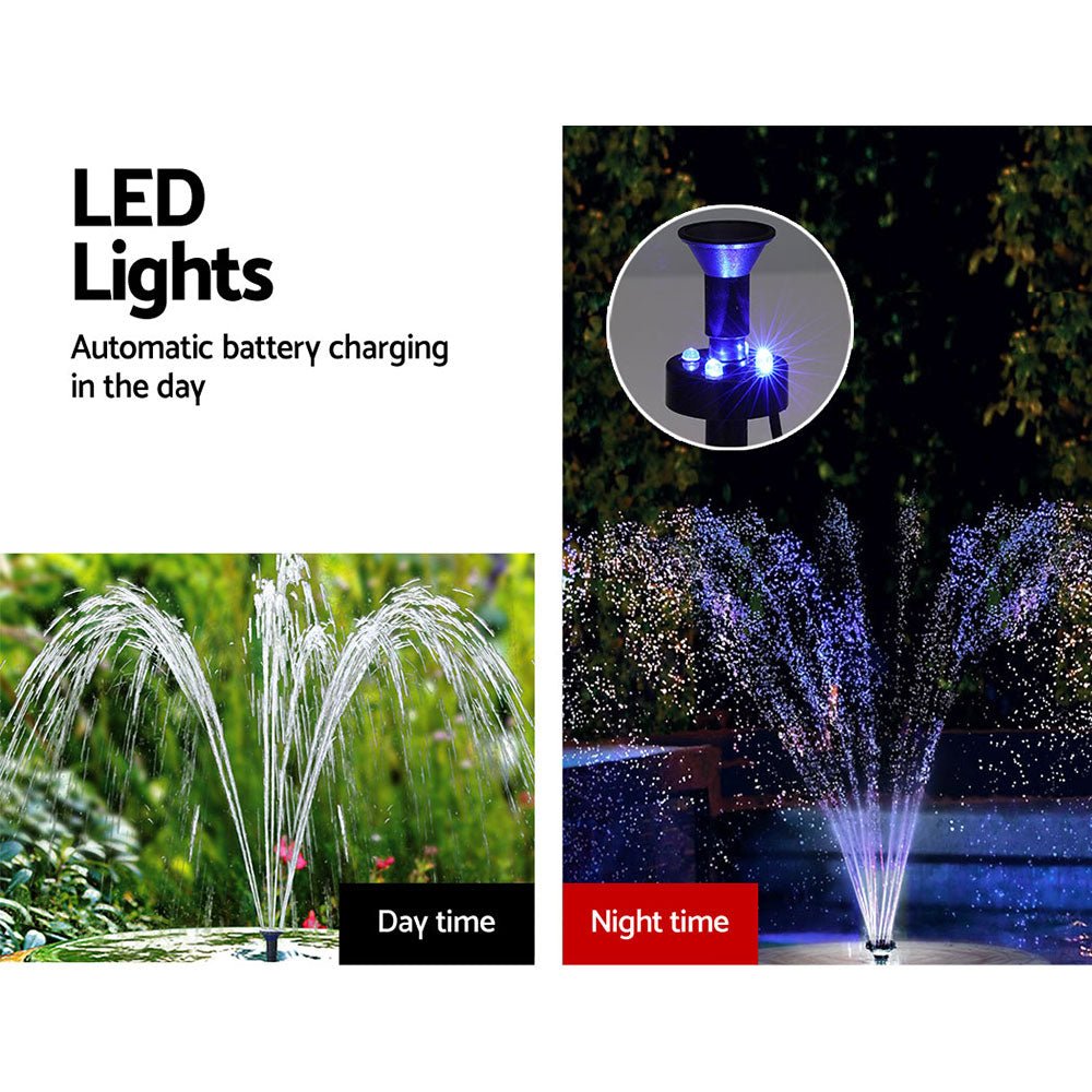 Solar Pond Pump Submersible Water Fountain with Battery LED Lights 4.4FT - Home & Garden > Fountains > Fountain & Ponds Accessories - Rivercity House & Home Co. (ABN 18 642 972 209) - Affordable Modern Furniture Australia