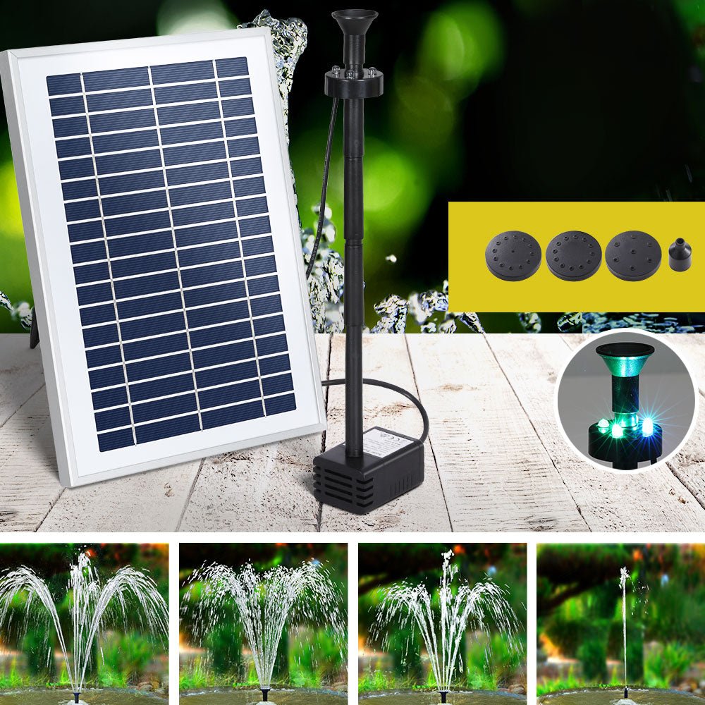 Solar Pond Pump Submersible Water Fountain with Battery LED Lights 4.4FT - Home & Garden > Fountains > Fountain & Ponds Accessories - Rivercity House & Home Co. (ABN 18 642 972 209) - Affordable Modern Furniture Australia