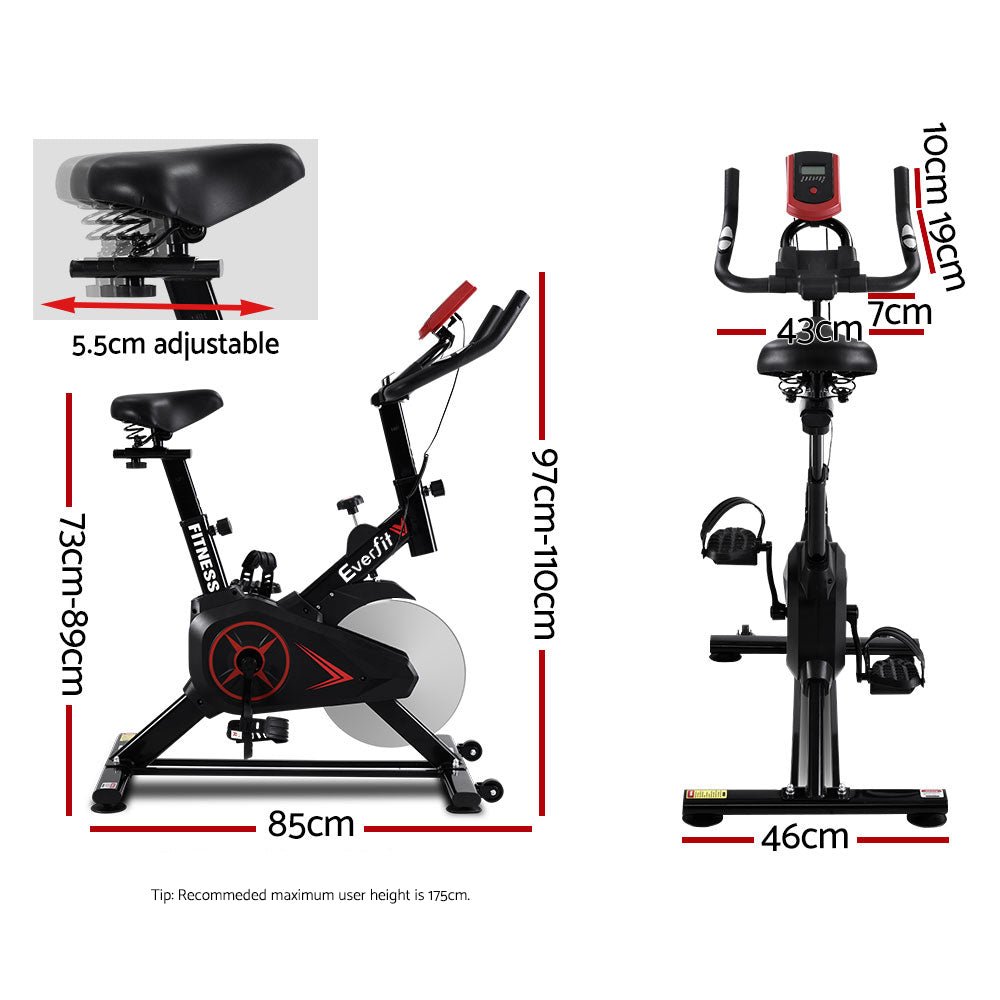 Spin Exercise Bike Flywheel Fitness Commercial Home Workout Gym Phone Holder Black - Rivercity House & Home Co. (ABN 18 642 972 209) - Affordable Modern Furniture Australia