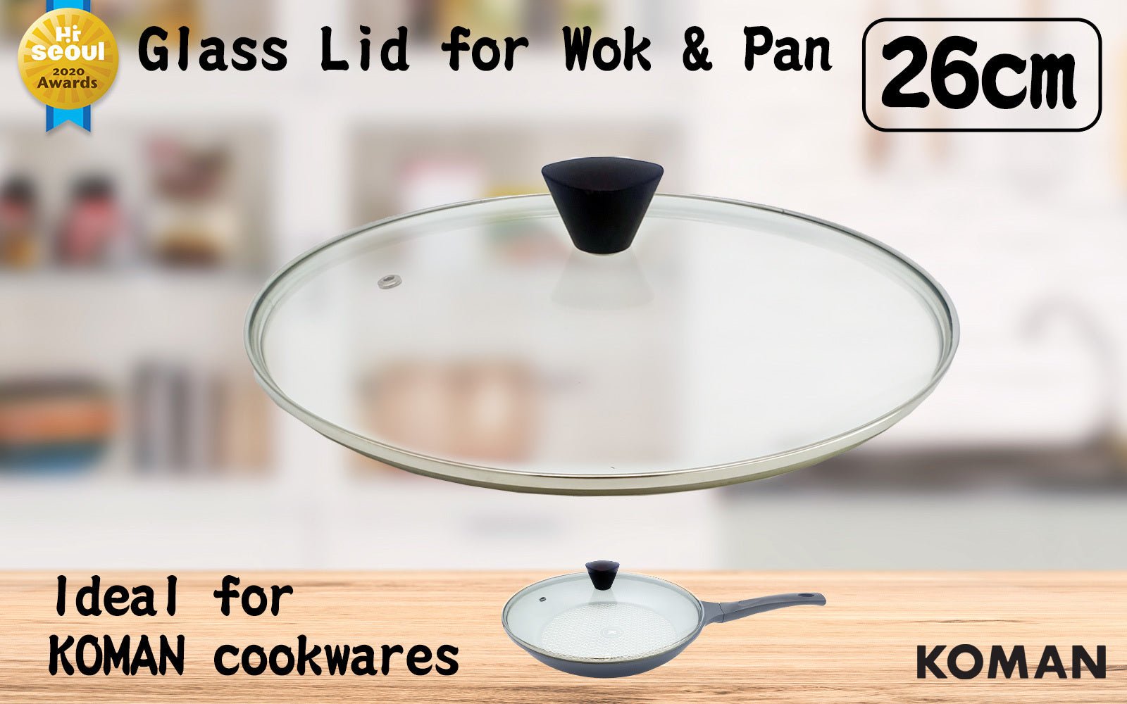 Stainless Steel Glass Lid with Bakelite Handle - 26cm - Home & Garden > Kitchenware > Skillets & Frying Pans - Rivercity House & Home Co. (ABN 18 642 972 209) - Affordable Modern Furniture Australia