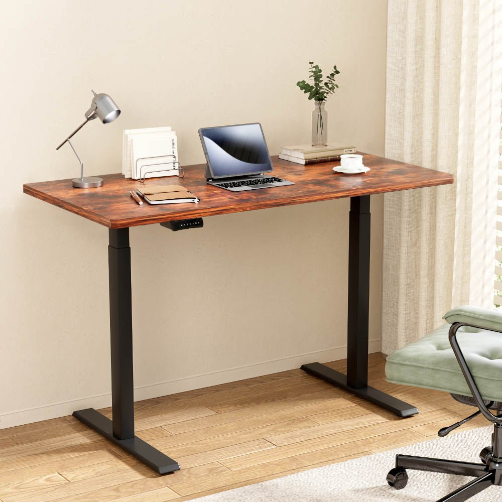 Standing Desk Motorised Dual Motor Rustic Brwon 120CM - Furniture > Office > Desks - Rivercity House & Home Co. (ABN 18 642 972 209) - Affordable Modern Furniture Australia