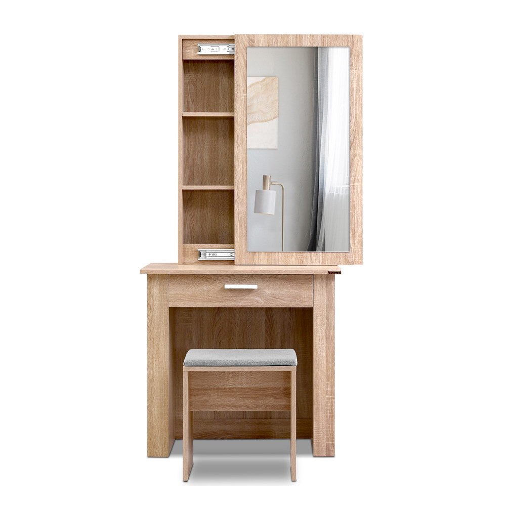 Storage Dressing Table With Full Sliding Mirror - Rivercity House & Home Co. (ABN 18 642 972 209) - Affordable Modern Furniture Australia