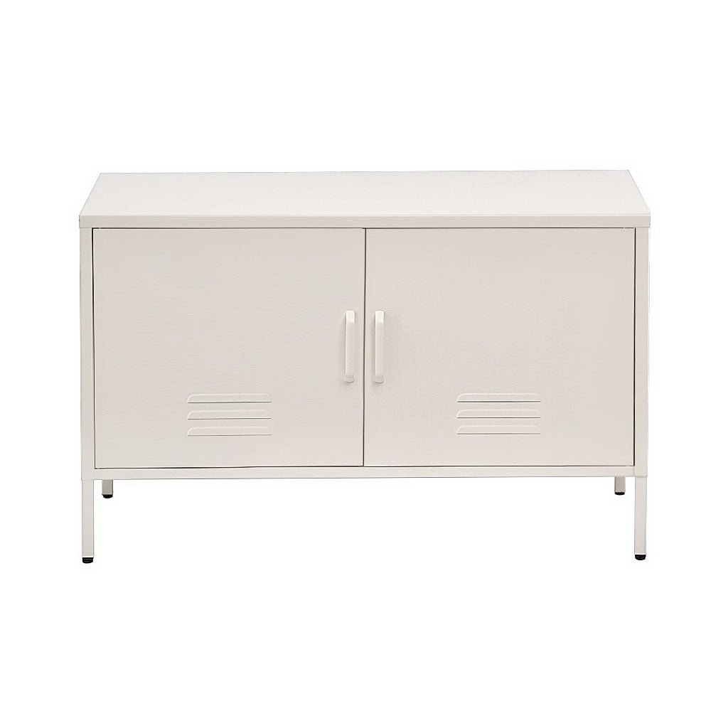 Tall Metal Locker Style Buffet Sideboard Cabinet - White - Furniture > Living Room - Rivercity House & Home Co. (ABN 18 642 972 209) - Affordable Modern Furniture Australia