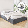 Toki Gas Lift Queen Bed Frame Base with Storage Grey