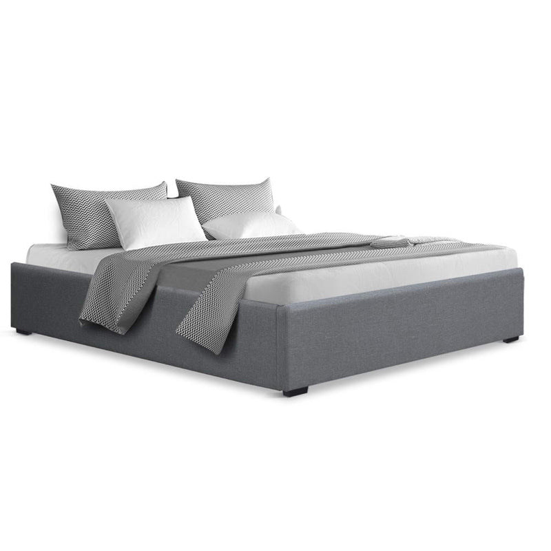 Toki Gas Lift Queen Bed Frame Base with Storage Grey - Rivercity House & Home Co. (ABN 18 642 972 209) - Affordable Modern Furniture Australia